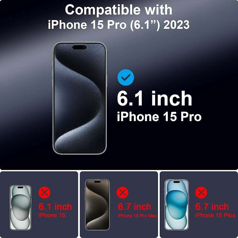 TECHO Privacy Screen Protector for iPhone 15 Pro Tempered Glass Film, Full Coverage Edge to Edge, Anti Spy Private, 9H Hardness, 2 Pack, 6.1 Inch - Image 3