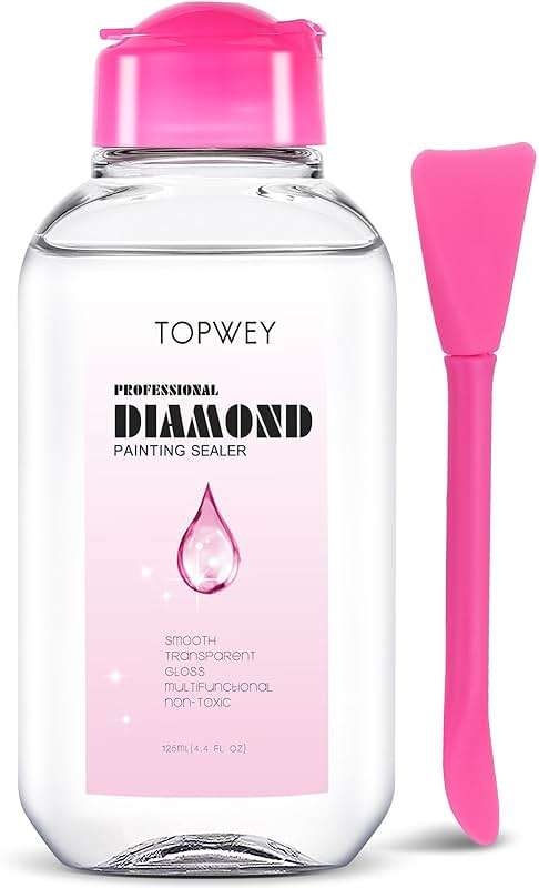 Diamond Painting Sealer, Topwey Diamond Painting Adhesive with Applicator Helps retain Your Diamond Sparkle, Also Applicable to Puzzles for Adults (125 ML 4.4 Fl Oz) - Image 1