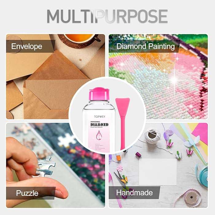Diamond Painting Sealer, Topwey Diamond Painting Adhesive with Applicator Helps retain Your Diamond Sparkle, Also Applicable to Puzzles for Adults (125 ML 4.4 Fl Oz) - Image 5