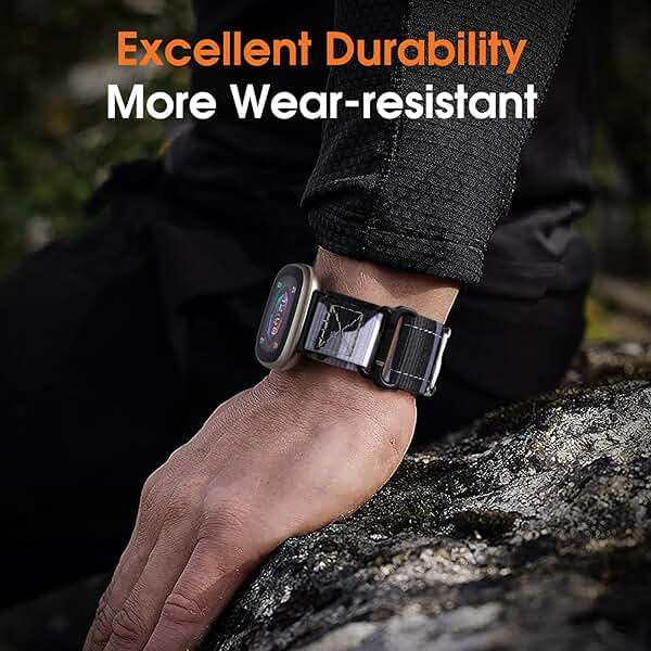 Bandletic Tactical Rugged Bands Compatible with Fitbit Versa 4 Bands/Versa 3/Sense 2/Sense, Soft Durable Military Nylon Solo Loop Sport Straps - Image 9