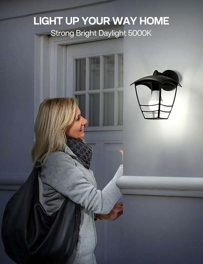 Eastiya Dusk to Dawn Sensor LED Outdoor Light Bulb, Daylight White 5000K, A19 13W(100 Watt Equivalent) Bright Porch Lighting, 1200LM, Auto-On/Off Photocell Sensor for Garage Yard Patio Garden-4 Pack - Image 4