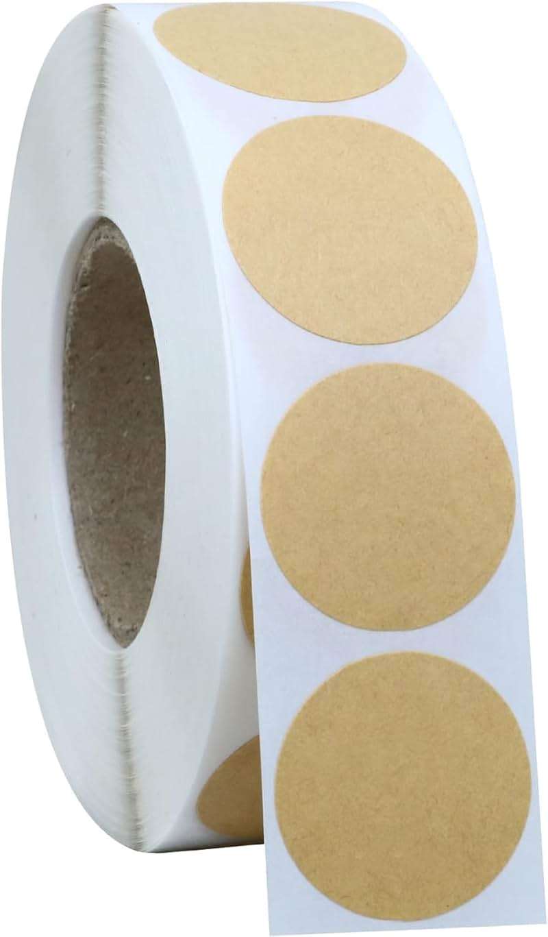 1000PCS Kraft Circle Stickers Dot Stickers, 1 Inch Round Blank Garage Sale Price Sticker Kraft Coding Tag Labels Brown Natural Envelope Seals for Home Classroom Jam Canning Jar Labels (Brown 1 Inch) - Image 1