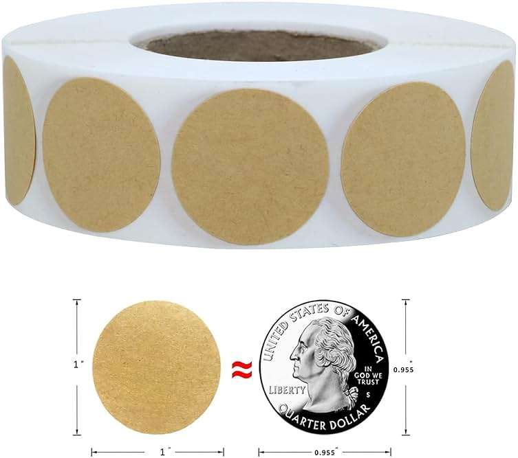 1000PCS Kraft Circle Stickers Dot Stickers, 1 Inch Round Blank Garage Sale Price Sticker Kraft Coding Tag Labels Brown Natural Envelope Seals for Home Classroom Jam Canning Jar Labels (Brown 1 Inch) - Image 2