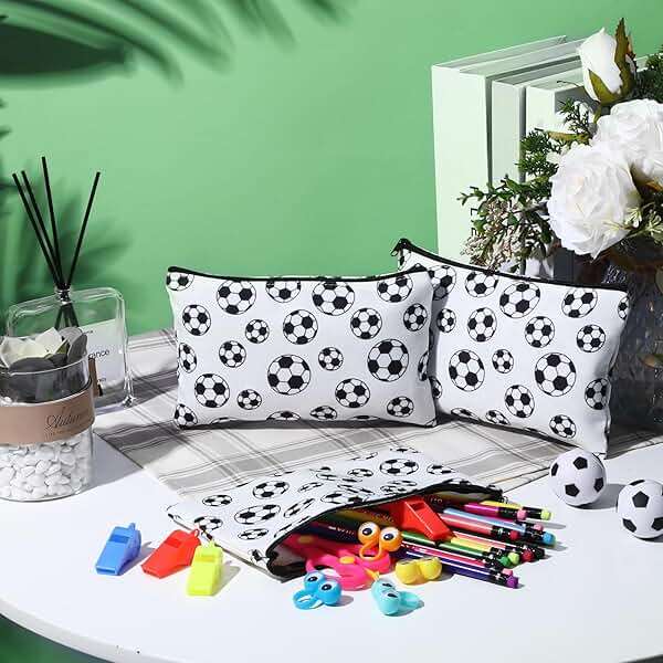 Eccliy 20 Pcs Soccer Makeup Bags Bulk Sport Team Gifts Soccer Cosmetic Bag Accessories for Women Toiletry Zipper Pouch Travel Canvas Gifts Stuff for Party Team Players Lover - Image 6