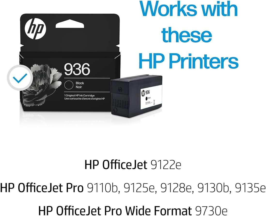 HP 936 Black Ink Cartridge | Works with OfficeJet 9120, OfficeJet Pro 9110, 9120, 9130 Series, Wide Format 9730 | Eligible for Instant Ink | 4S6V2LN - Image 2