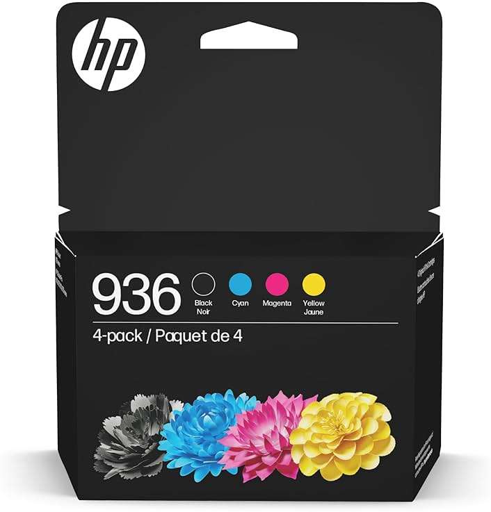 HP 936 Black, Cyan, Magenta, Yellow Ink Cartridges (4-Pack) | Works with OfficeJet 9120, Pro 9110, 9120, 9130, Wide Format 9730 | Eligible for Instant Ink | 6C3Z5LN - Image 1