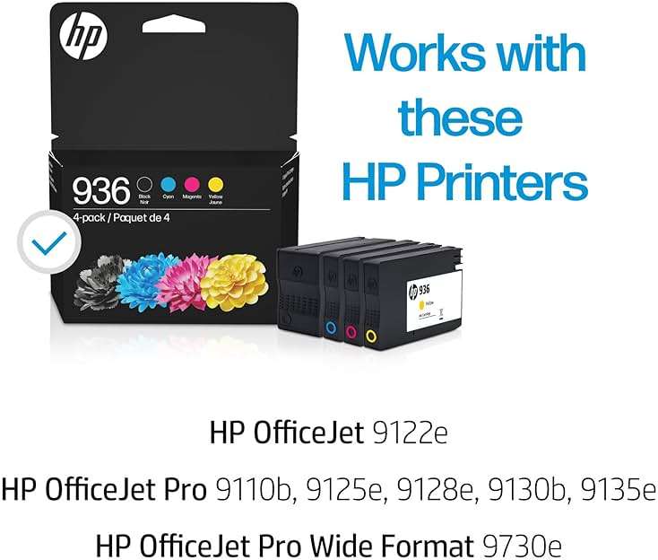 HP 936 Black, Cyan, Magenta, Yellow Ink Cartridges (4-Pack) | Works with OfficeJet 9120, Pro 9110, 9120, 9130, Wide Format 9730 | Eligible for Instant Ink | 6C3Z5LN - Image 2