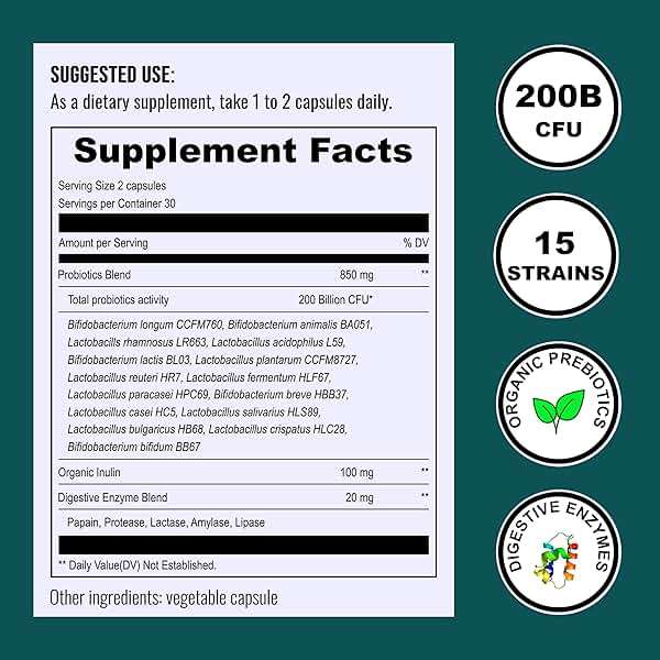 UpNourish Probiotics - 200 Billion CFUs for Men and Women, 15 Clinically Studied Strains, Prebiotics & Enzymes - 60 Vegan Capsules - Image 5