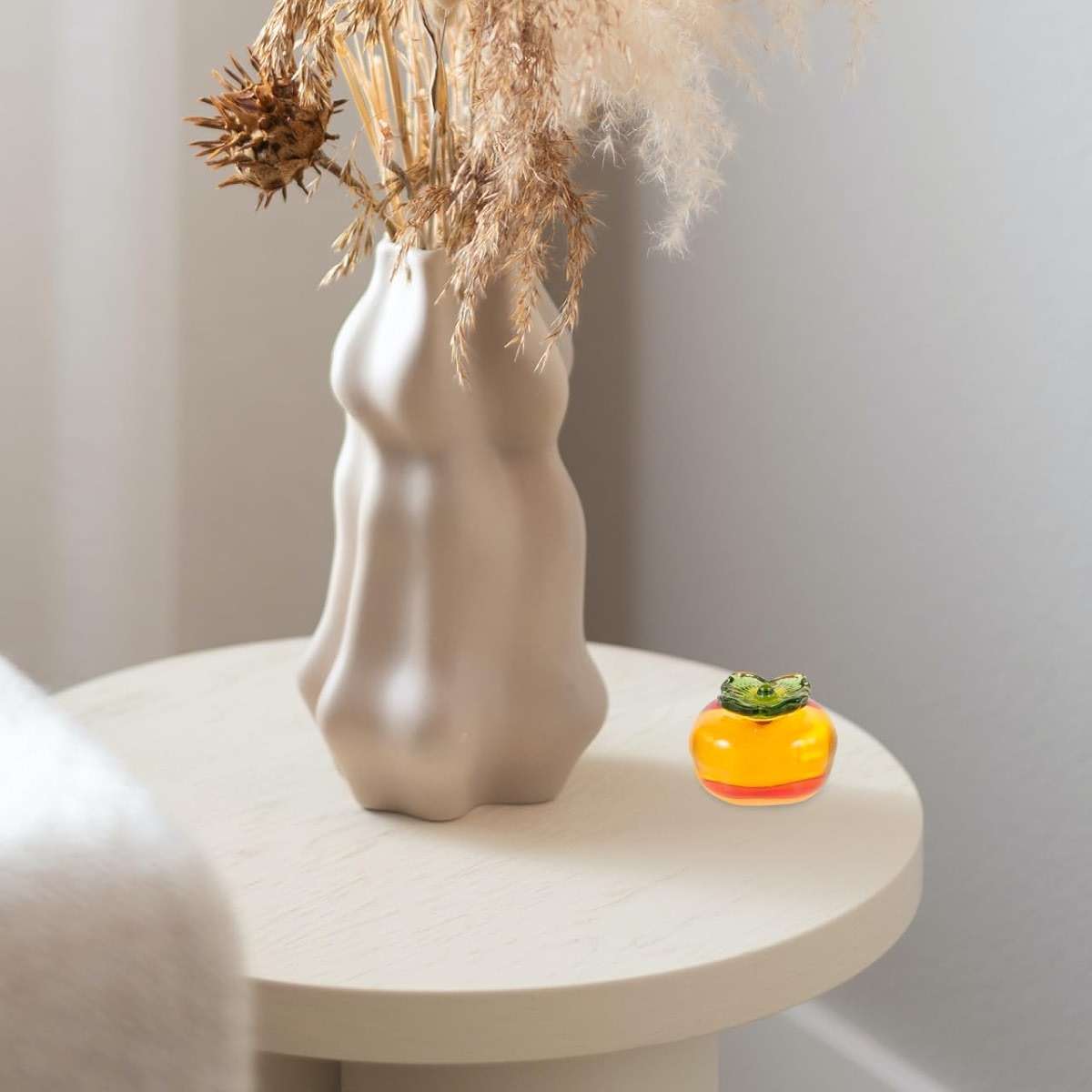 ABOOFAN Crystal Persimmon Figurine, Artificial Persimmon Statue Glass Fruit Figurine Collectible Paperweight Glass Fruit for Table Centerpiece Decoration - Image 2