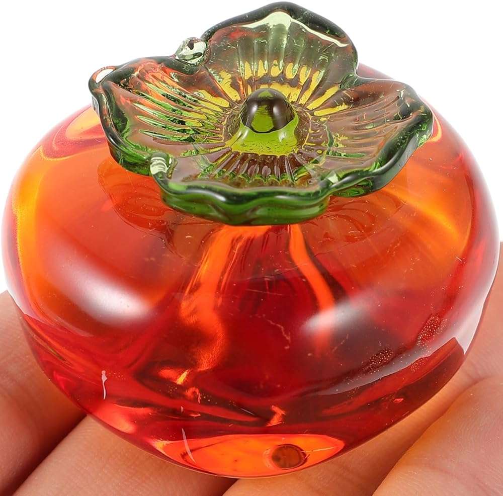 ABOOFAN Crystal Persimmon Figurine, Artificial Persimmon Statue Glass Fruit Figurine Collectible Paperweight Glass Fruit for Table Centerpiece Decoration - Image 4