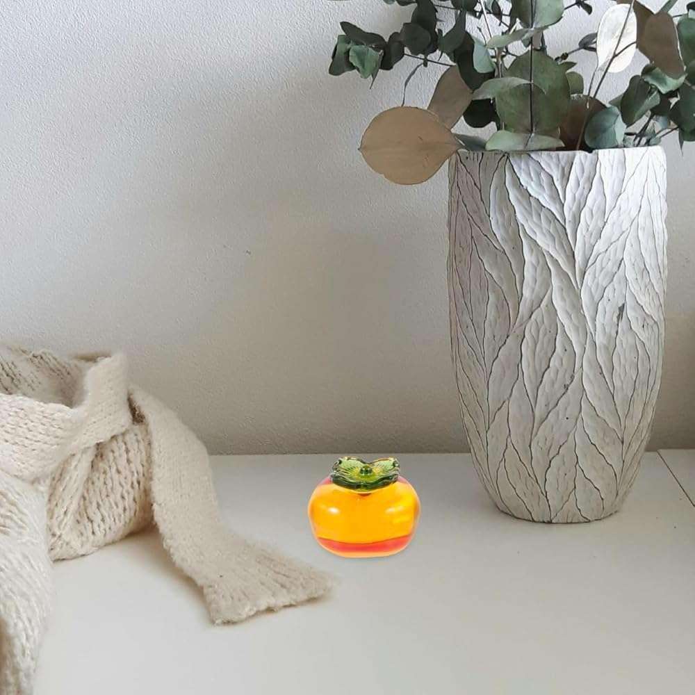 ABOOFAN Crystal Persimmon Figurine, Artificial Persimmon Statue Glass Fruit Figurine Collectible Paperweight Glass Fruit for Table Centerpiece Decoration - Image 6