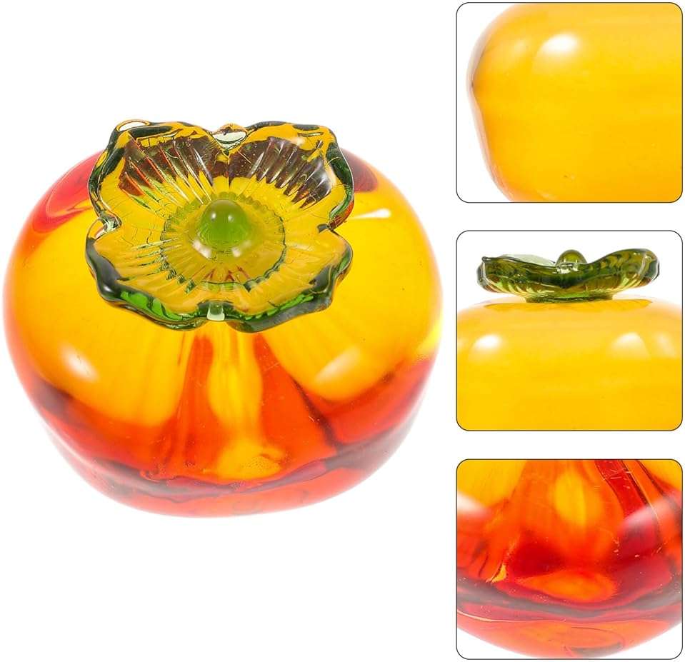 ABOOFAN Crystal Persimmon Figurine, Artificial Persimmon Statue Glass Fruit Figurine Collectible Paperweight Glass Fruit for Table Centerpiece Decoration - Image 9