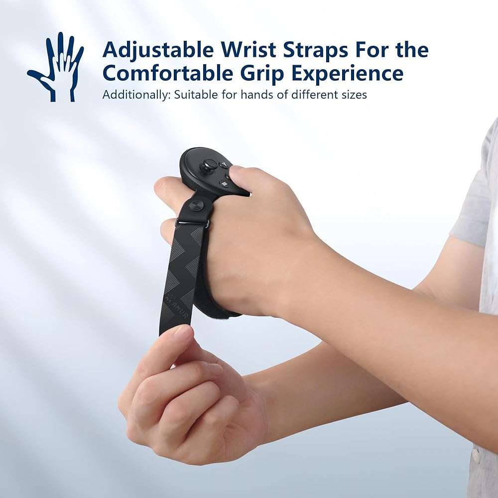 AMVR Upgraded Controller Grips Cover Compatible with Meta/Oculus Quest 3S/Quest 3 Accessories, with Battery Opening Cover and Knuckle Straps Protector - Image 6