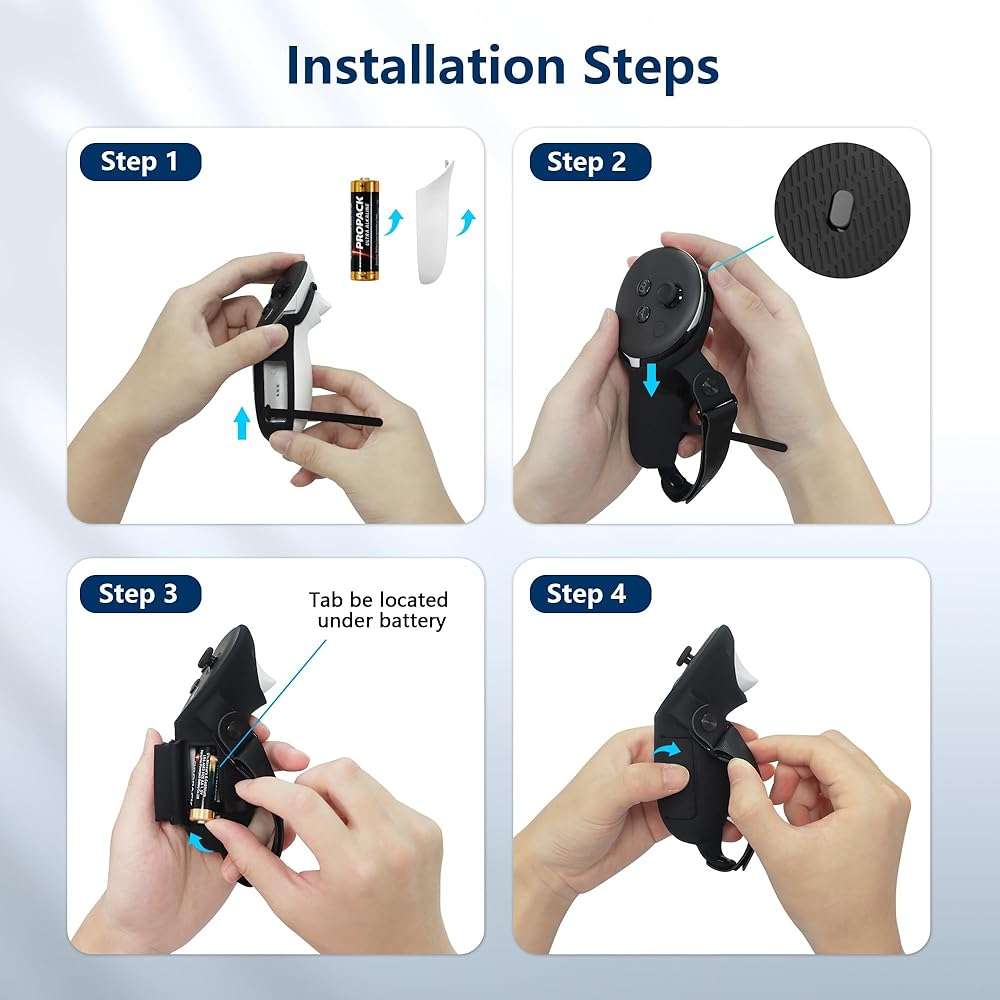 AMVR Upgraded Controller Grips Cover Compatible with Meta/Oculus Quest 3S/Quest 3 Accessories, with Battery Opening Cover and Knuckle Straps Protector - Image 7