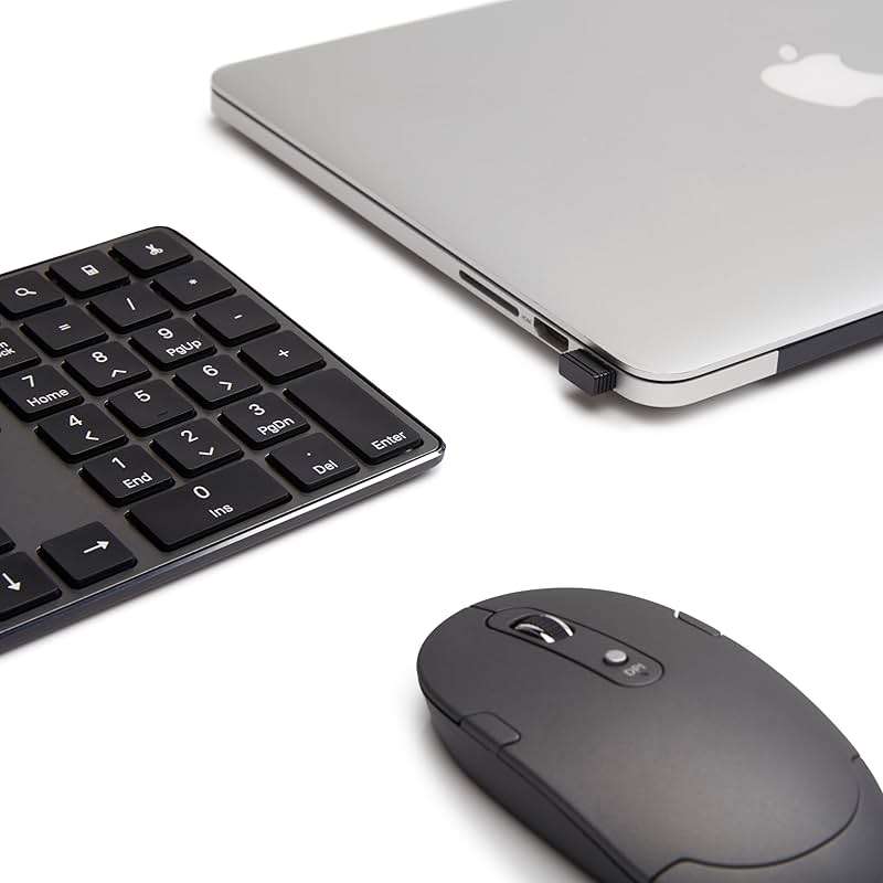 Amazon Basics Ultra Premium Wireless Keyboard and Mouse Combo, Rechargeable, Full-Size with Number Pad, Sleek Design, Plug and Play, Quiet Typing, 2.4GHz USB Receiver, Black - Image 8