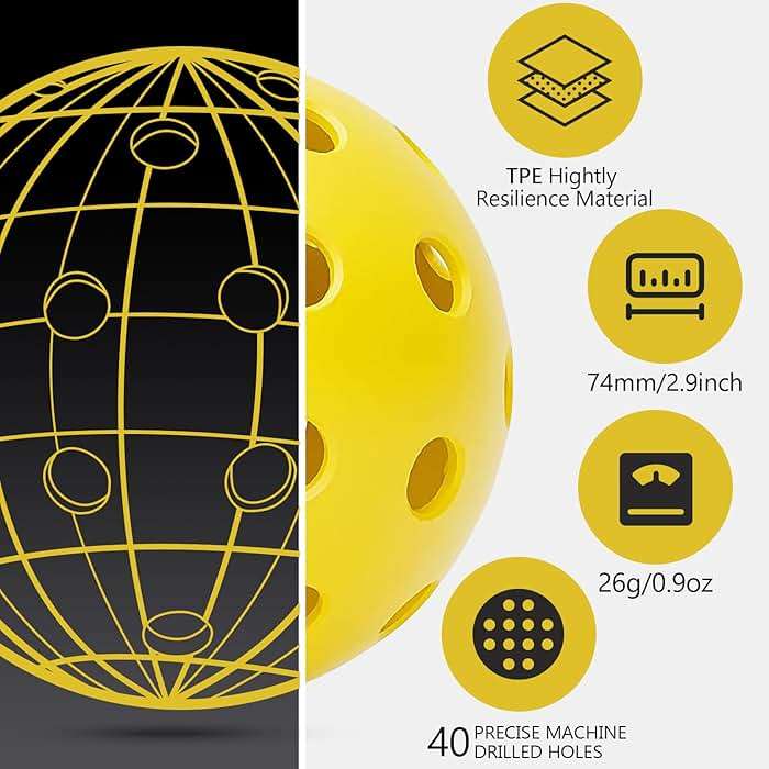 Navona 48 Pack Premium 40-Holes Outdoor Pickleball Balls, Meet USAPA Official Requirement, Perfectly Balanced, High Bounce True Flight, Durable Outdoor Pickleball Set - Image 2