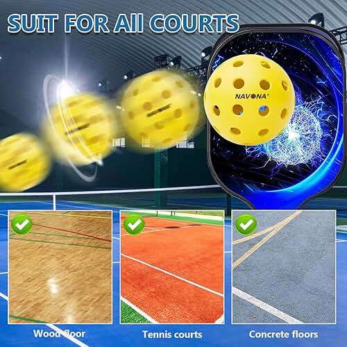 Navona 48 Pack Premium 40-Holes Outdoor Pickleball Balls, Meet USAPA Official Requirement, Perfectly Balanced, High Bounce True Flight, Durable Outdoor Pickleball Set - Image 7