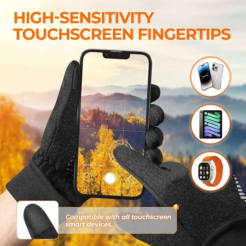 rivmount Lightweight Winter Running Gloves, Touch Screen & Anti-Slip Warm Thermal Glove Liners, Cool Weather Driving Cycling Hiking Biking Walking Sporting for Women Men - Image 2
