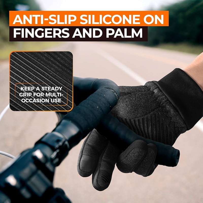 rivmount Lightweight Winter Running Gloves, Touch Screen & Anti-Slip Warm Thermal Glove Liners, Cool Weather Driving Cycling Hiking Biking Walking Sporting for Women Men - Image 3