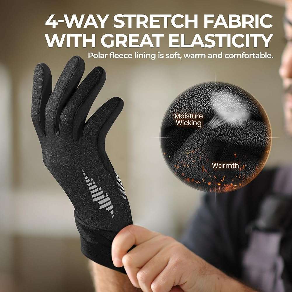 rivmount Lightweight Winter Running Gloves, Touch Screen & Anti-Slip Warm Thermal Glove Liners, Cool Weather Driving Cycling Hiking Biking Walking Sporting for Women Men - Image 4