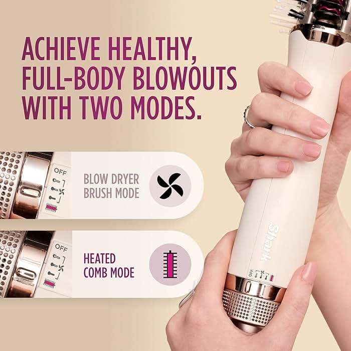 Shark HT202 SmoothStyle Heated Comb + Blow Dryer Brush, Dual Mode, for All Hair Types, Silk - Image 4
