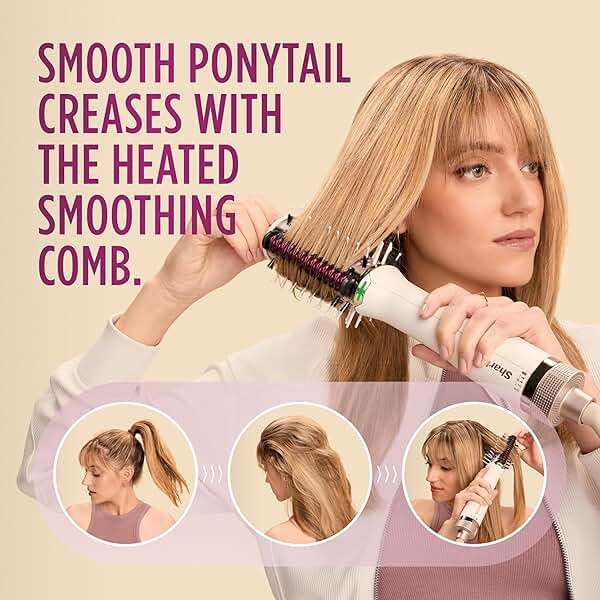 Shark HT202 SmoothStyle Heated Comb + Blow Dryer Brush, Dual Mode, for All Hair Types, Silk - Image 7