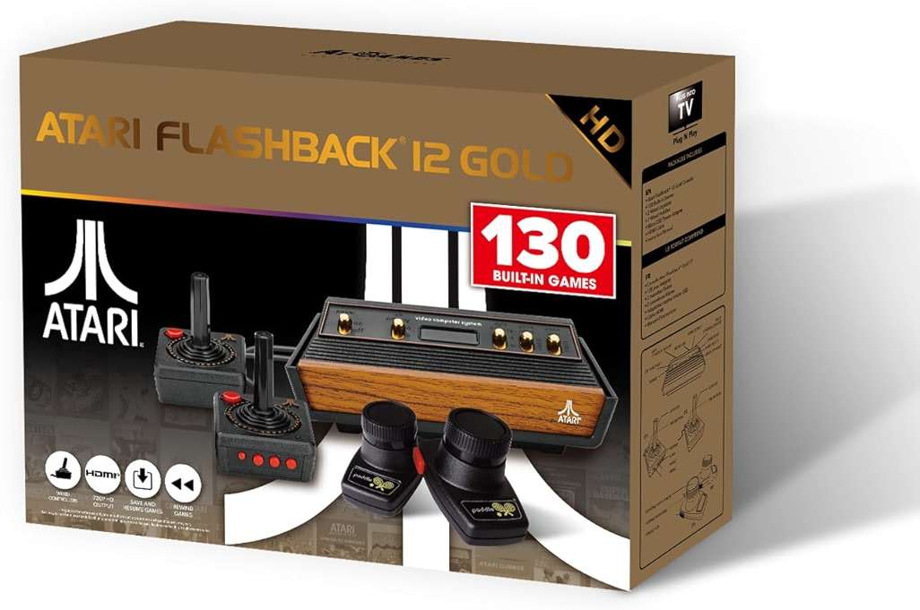Atari Flashback 12 Gold, Retro Game Console, Built-in 130 Classic Games, Two Joystick and Paddle Controllers, HDMI, PLUG & PLAY on HD TV - Image 1