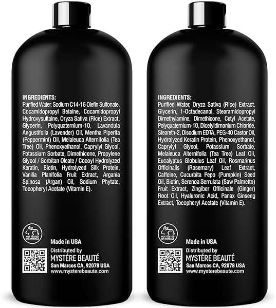 MYSTÉRE BEAUTÉ Rice Water Shampoo and Conditioner Set - Sulfate Free with Biotin, Hyaluronic Acid & Tea Tree - Strengthens, Thickens & Adds Shine - For All Hair Types Including Curly -16 oz Each - Image 5