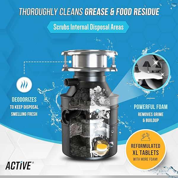 Garbage Disposal Cleaner Deodorizer Tablets - 24 Pack, New Powerful XL Foaming Tablet - Fresh Citrus Foam Sink Garburator Disposer Freshener, Natural Kitchen Drain Cleaning Care - 1 Year Supply - Image 3