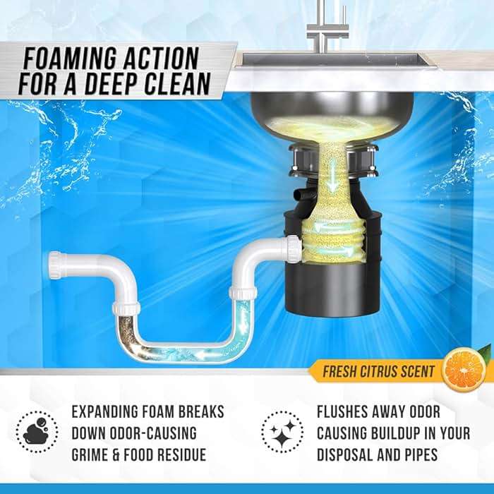 Garbage Disposal Cleaner Deodorizer Tablets - 24 Pack, New Powerful XL Foaming Tablet - Fresh Citrus Foam Sink Garburator Disposer Freshener, Natural Kitchen Drain Cleaning Care - 1 Year Supply - Image 5