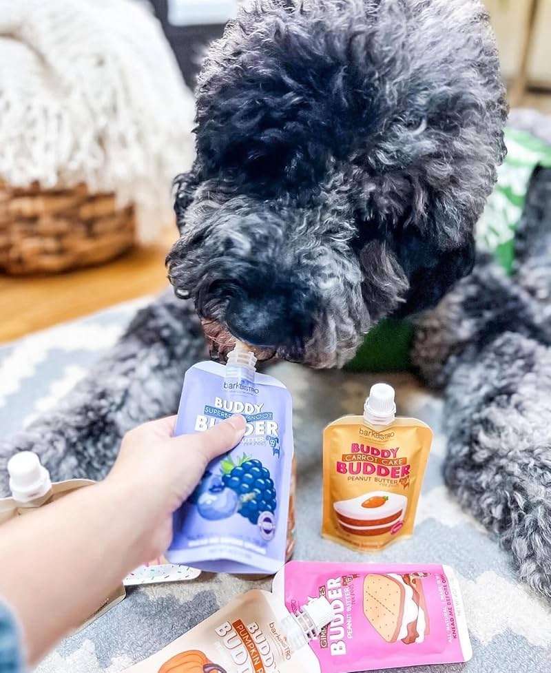 BUDDY BUDDER 6 Pack Mixed Flavor Squeeze Packs, 100% Natural Dog Peanut Butter, Healthy Peanut Butter Dog Treats, Made in USA, (4oz Packs) - Image 3