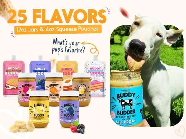 BUDDY BUDDER 6 Pack Mixed Flavor Squeeze Packs, 100% Natural Dog Peanut Butter, Healthy Peanut Butter Dog Treats, Made in USA, (4oz Packs) - Image 5
