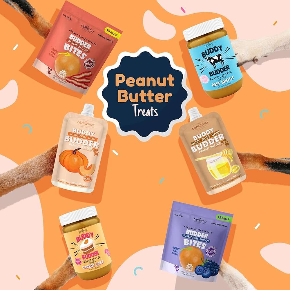 BUDDY BUDDER 6 Pack Mixed Flavor Squeeze Packs, 100% Natural Dog Peanut Butter, Healthy Peanut Butter Dog Treats, Made in USA, (4oz Packs) - Image 9