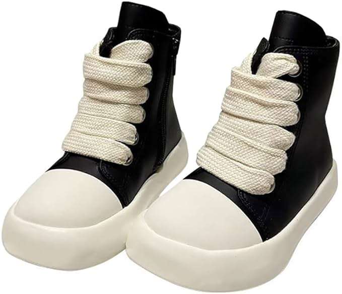 XinYiQu Boys Girls High Top PU Leather Sneakers Outdoor Casual Sports Shoes - Image 1