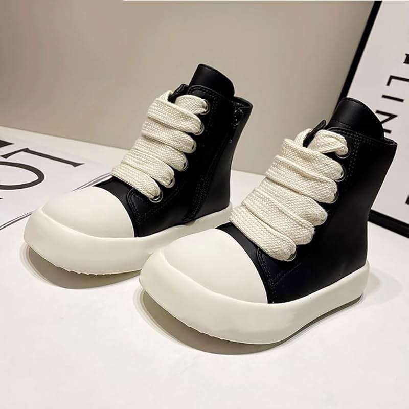 XinYiQu Boys Girls High Top PU Leather Sneakers Outdoor Casual Sports Shoes - Image 2