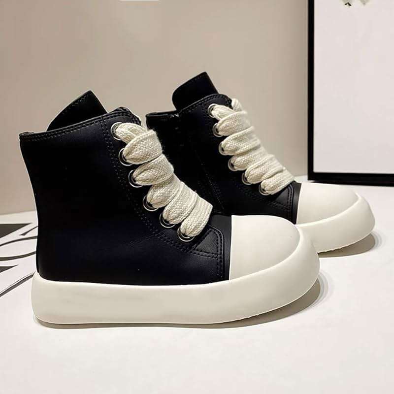 XinYiQu Boys Girls High Top PU Leather Sneakers Outdoor Casual Sports Shoes - Image 3