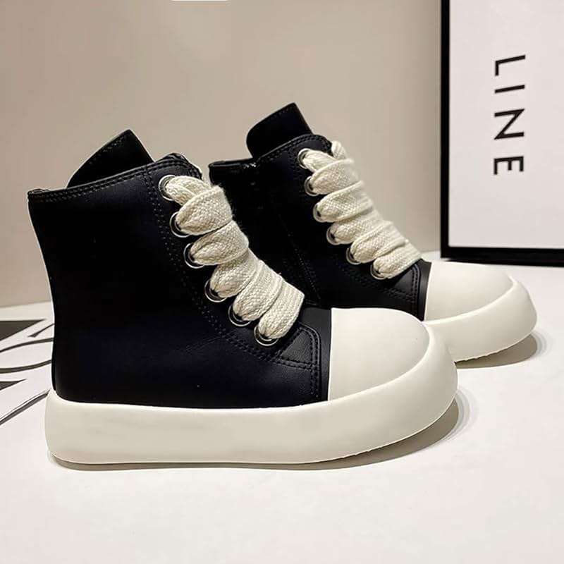 XinYiQu Boys Girls High Top PU Leather Sneakers Outdoor Casual Sports Shoes - Image 5