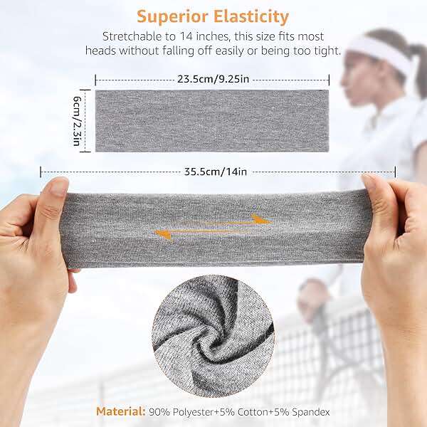 DiyJibb Headbands for Women, Stretchy Non Slip Soft Cotton Cloth Hair Bands for Sports, Workout, Yoga and Running, 7pcs - Image 2