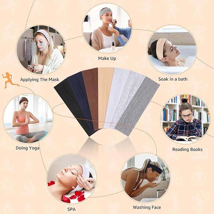 DiyJibb Headbands for Women, Stretchy Non Slip Soft Cotton Cloth Hair Bands for Sports, Workout, Yoga and Running, 7pcs - Image 6
