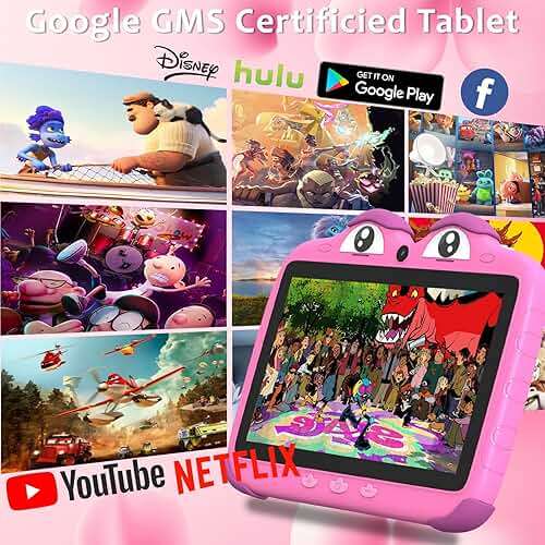 YINOCHE Kids Tablet 7 inch Tablet for Kids 3-7 Toddler Tablets for Kids Toddlers 32 GB Android Children's Tab with Dual Cameras Parental Control Pre-Installed Kids Apps Kid-Proof Case (Red) - Image 3