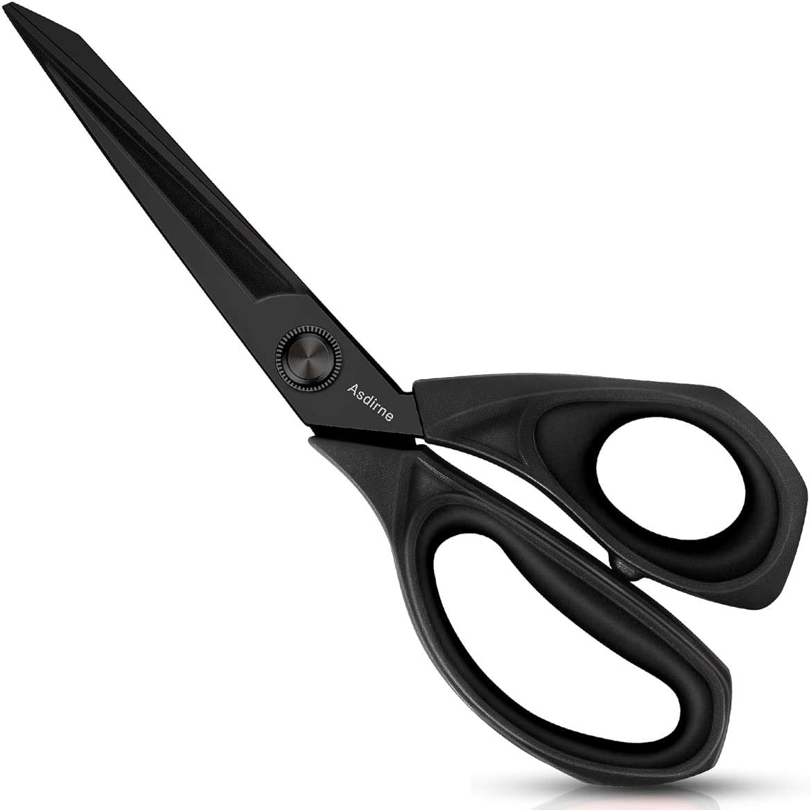 Asdirne Black Titanium Fabric Scissors, Dressmaking Scissors with Heavy Duty Multi-Purpose Titanium Coated Blades and Comfortable Soft Grip Handles, Black, 25CM - Image 1