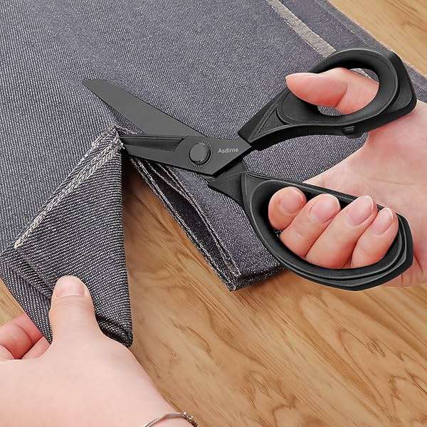 Asdirne Black Titanium Fabric Scissors, Dressmaking Scissors with Heavy Duty Multi-Purpose Titanium Coated Blades and Comfortable Soft Grip Handles, Black, 25CM - Image 2