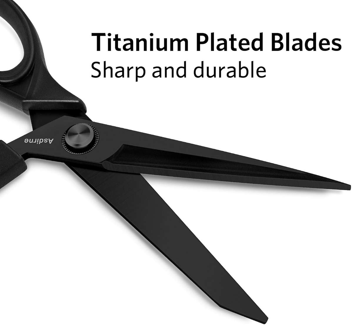Asdirne Black Titanium Fabric Scissors, Dressmaking Scissors with Heavy Duty Multi-Purpose Titanium Coated Blades and Comfortable Soft Grip Handles, Black, 25CM - Image 4