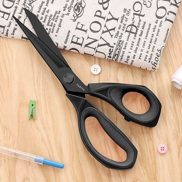 Asdirne Black Titanium Fabric Scissors, Dressmaking Scissors with Heavy Duty Multi-Purpose Titanium Coated Blades and Comfortable Soft Grip Handles, Black, 25CM - Image 7