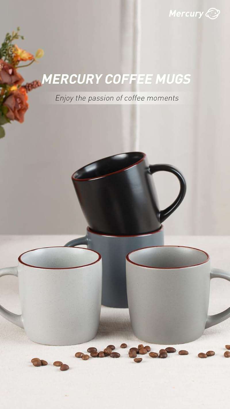 famiware Mercury Coffee Mugs 13 oz, Coffee Mugs Set of 4 with Handle, Cups for Latte, Hot Tea, Cappuccino, Mocha, Cocoa, Multi-color - Image 6