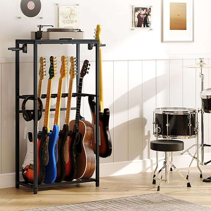 MAHANCRIS Guitar Stand, Guitar Rack for Acoustic Holder, Electric Guitar, Bass, Multiple Guitar Rack Holder for Guitars, Guitar Amp Accessories, for Home Music Studio, Black GSHB6501 - Image 7