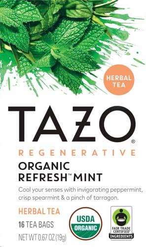 TAZO Organic Refresh Mint Herbal Tea Bags with Peppermint and Spearmint, Caffeine Free, 16 Total Tea Sachets - Image 3