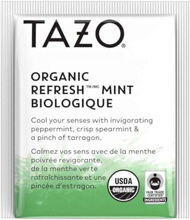 TAZO Organic Refresh Mint Herbal Tea Bags with Peppermint and Spearmint, Caffeine Free, 16 Total Tea Sachets - Image 5