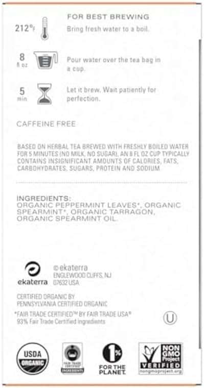 TAZO Organic Refresh Mint Herbal Tea Bags with Peppermint and Spearmint, Caffeine Free, 16 Total Tea Sachets - Image 6