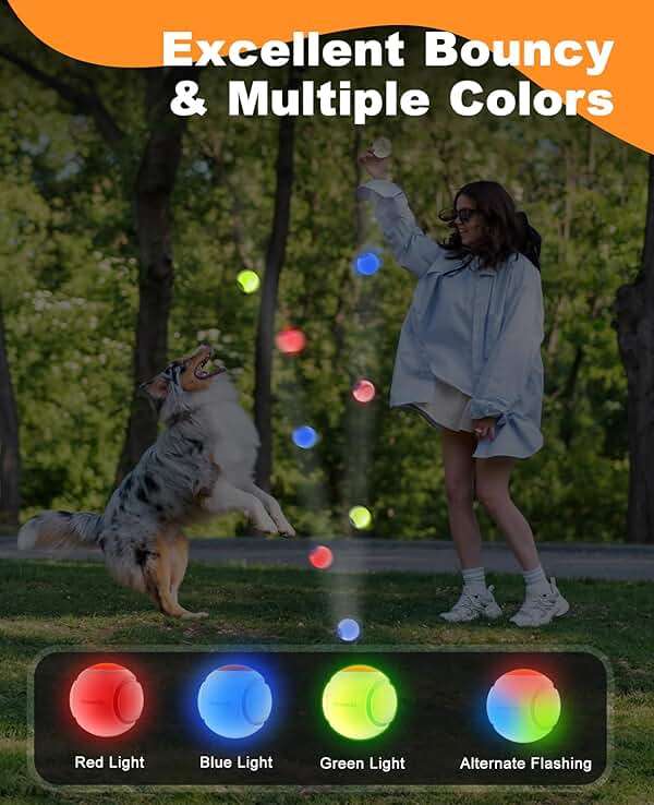 Xeuch LED Dog Ball Rechargeable, Light Up Dog Ball Toys, Bounce-Activated Durable Fetch Ball, Natural Rubber, Unique Scent, 2.5 inches, for Small & Medium Dogs (Orange) - Image 2